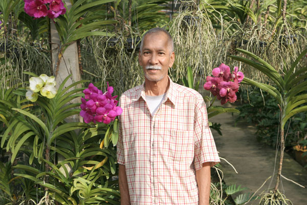Der Gärtner der Siriporn Orchid Farm